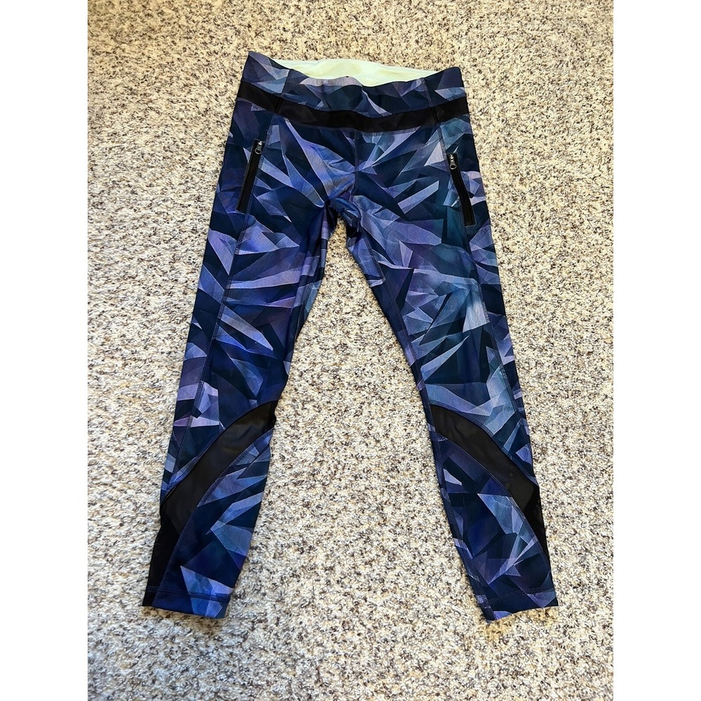 Lululemon Multicolor Print Leggings Sz8 Ankle, Two Zip Pockets, Waist‎ Pocket